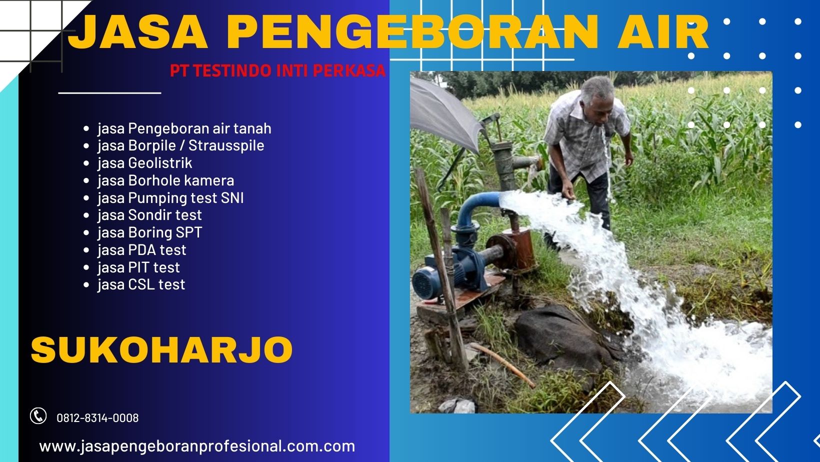 JASA PENGEBORAN AIR TANAH TERBAIK SUKOHARJO